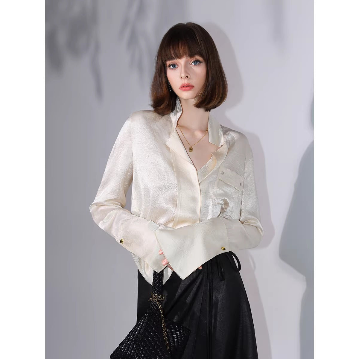 COCOBELLA_Acetate_Silk_Finish_Button_Pleated_Pocket_Collared_Long_Sleeve_Office_Shirts_MISSTT