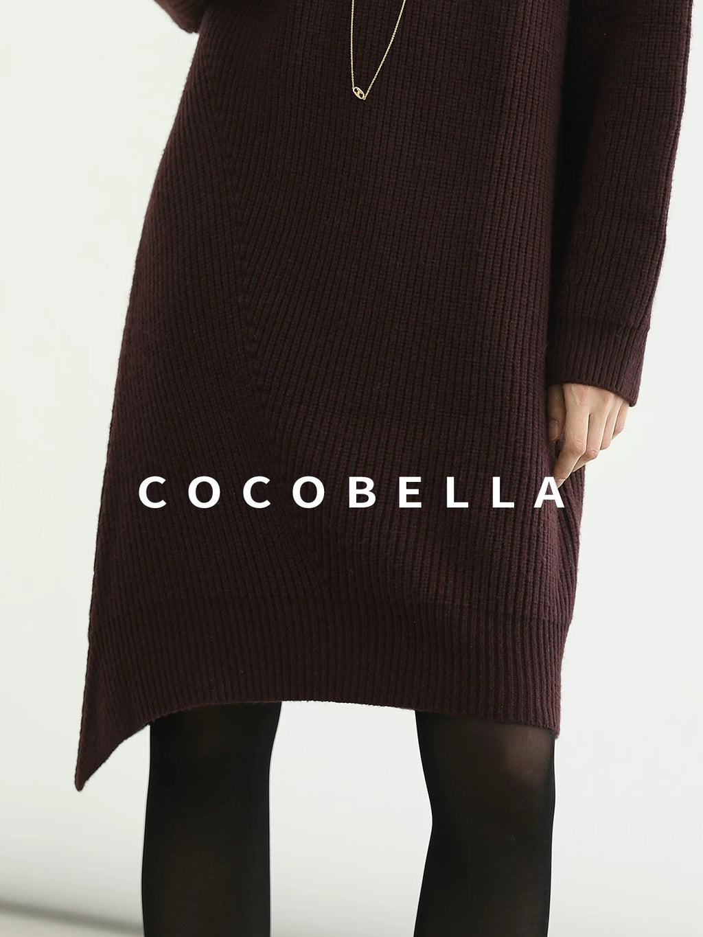 COCOBELLA Acrylic Knit Asymmetric Drop Shoulder H Shaped Straight Work Dresses