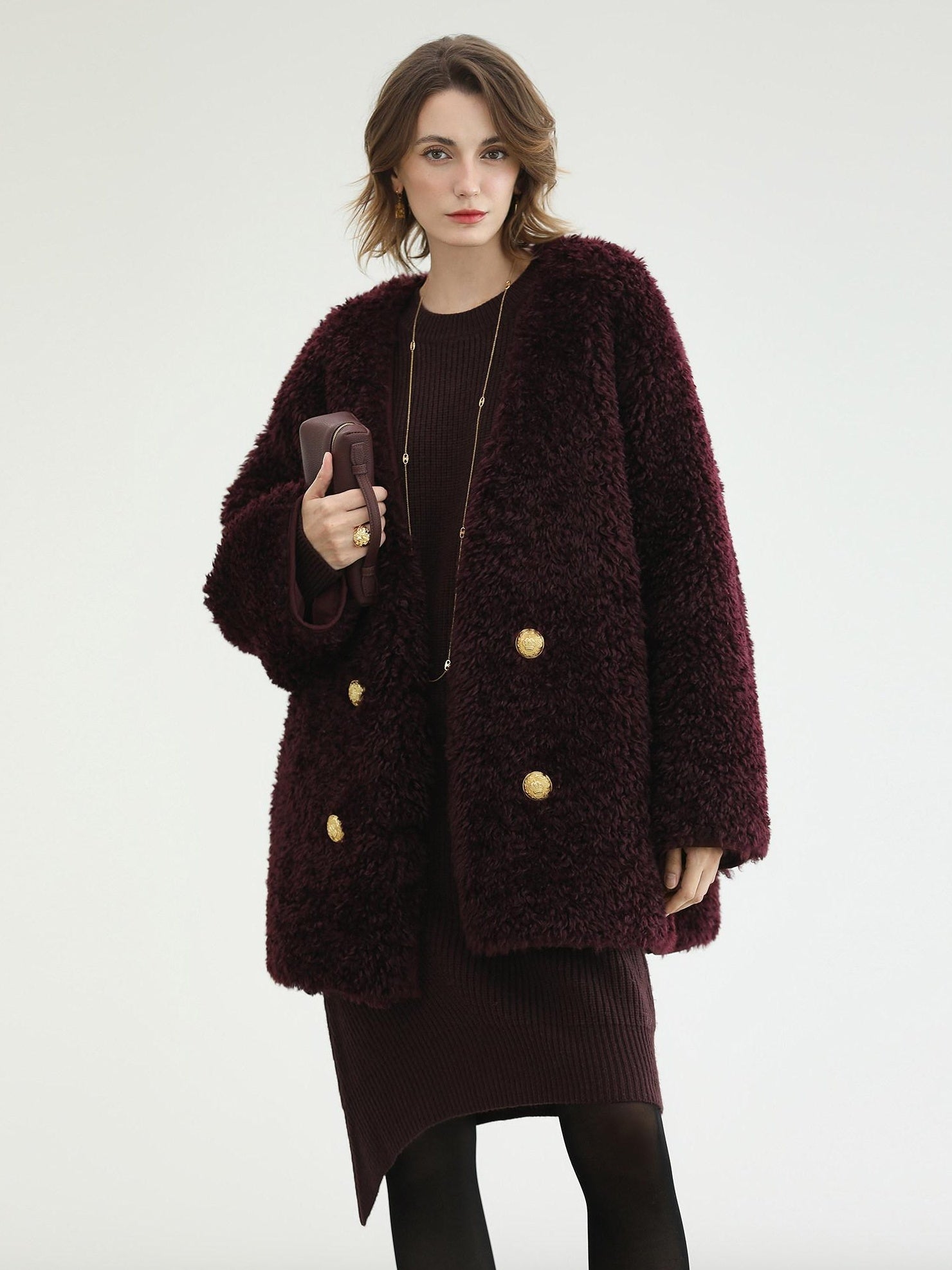 COCOBELLA Acrylic Knit Asymmetric Drop Shoulder H Shaped Straight Work Dresses