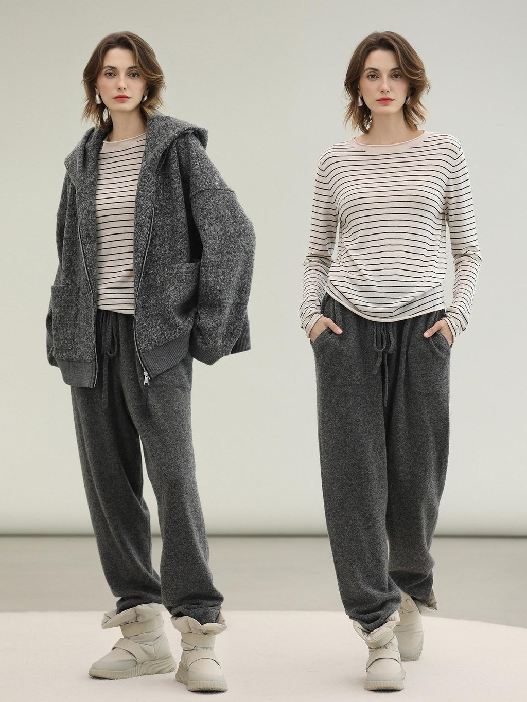 COCOBELLA Acrylic Wool Blend Stripe Straight Fit Minimalist Workday Women Knit Sweater