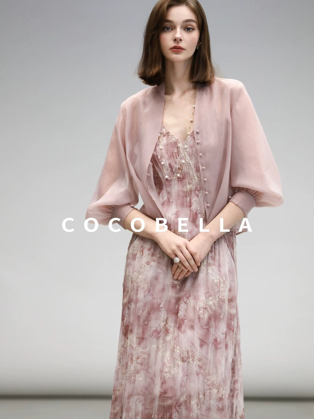 COCOBELLA Adjustable Straps Embroidered A Line V Neck Slip Dress Misty Rose Travel Dresses