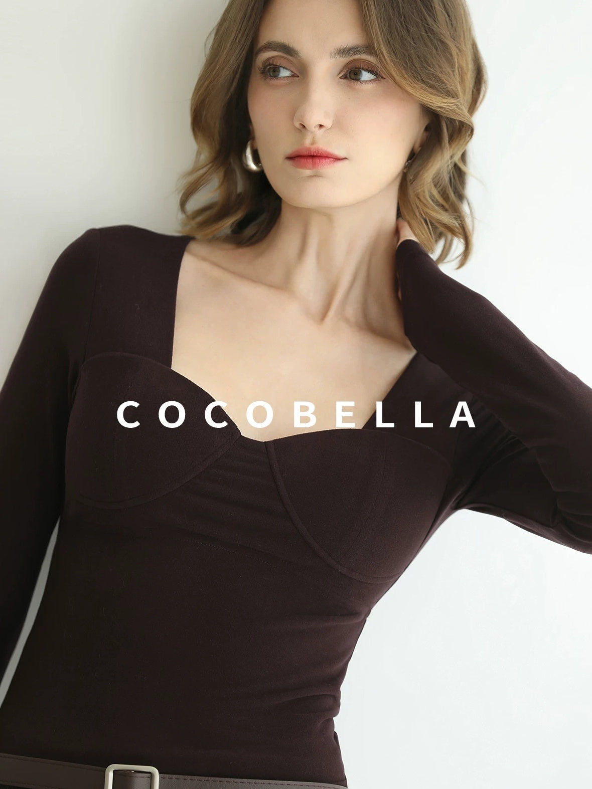 COCOBELLA Anti Static Brushed Knit V Neck Slim Fit Elegant Pullover For Women Work Shirts