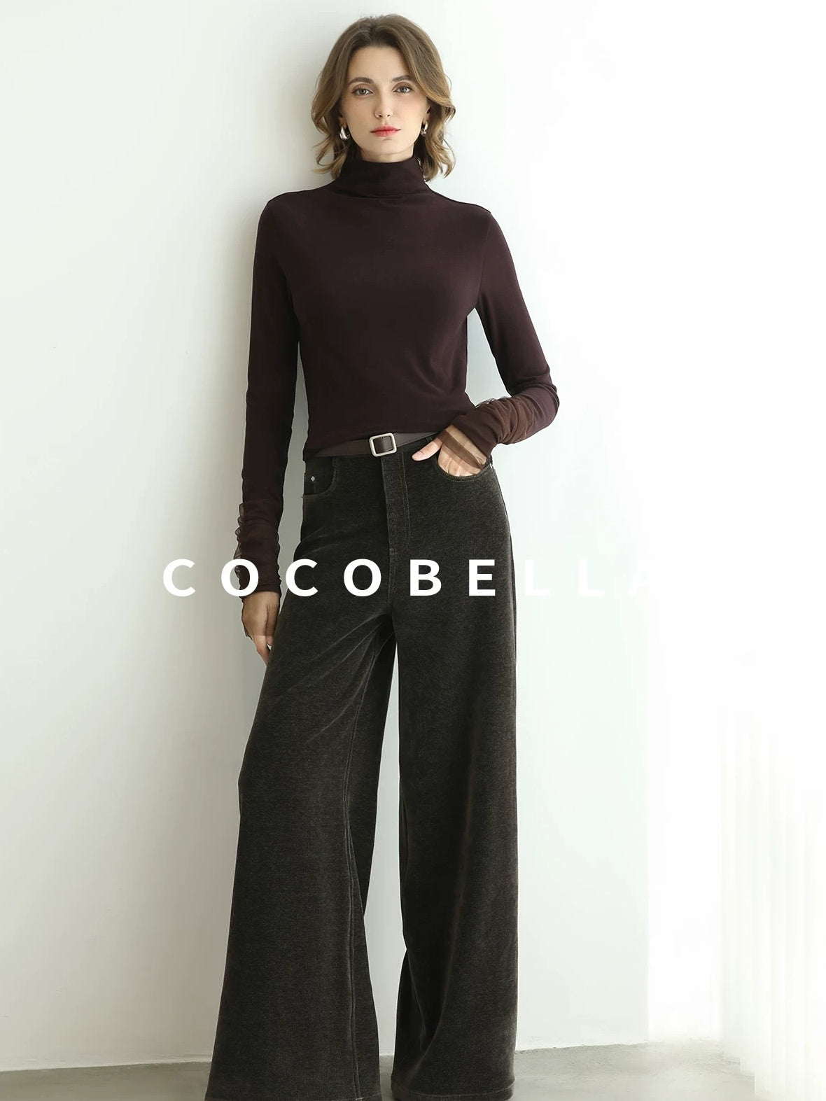 COCOBELLA Anti Static High Neck Slim Fit Pullover Mesh Splice Women Long Sleeve Shirts