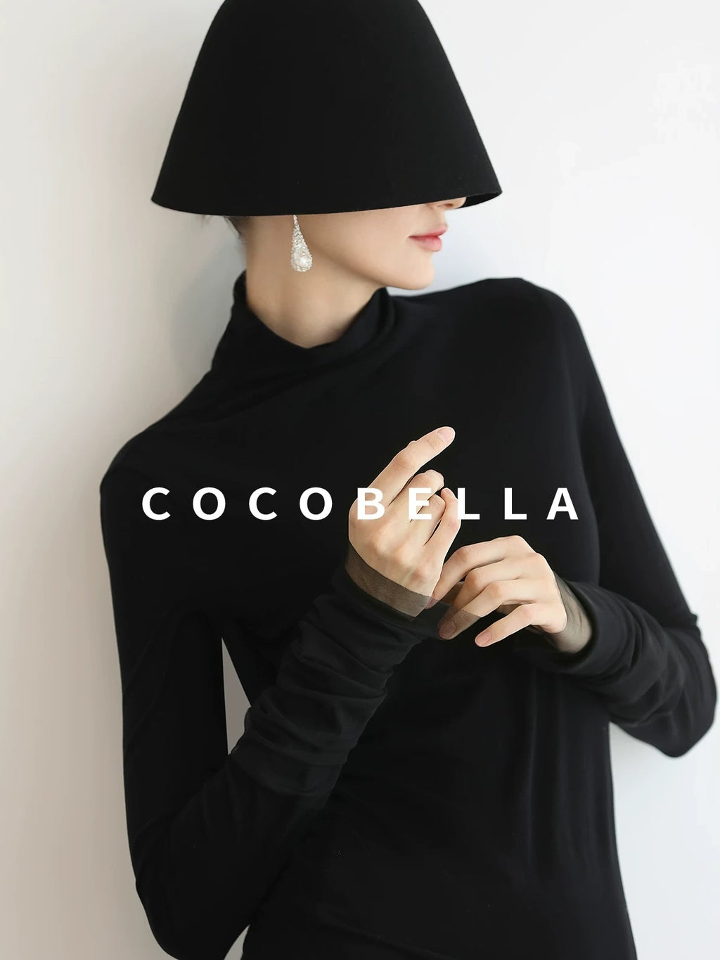 COCOBELLA Anti Static Minimal Slim Fit Mesh Splice High Neck Longsleeve Women Office Shirts