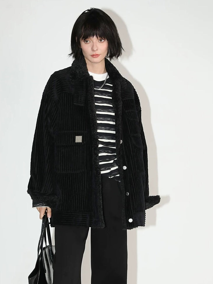 COCOBELLA Asymmetrical Striped Long Sleeve Pullover Straight Fit Commuter Women Shirts