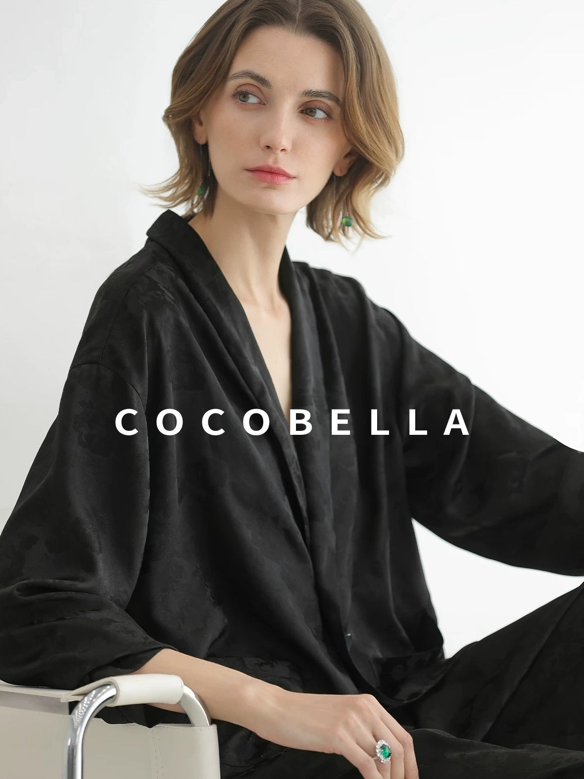 COCOBELLA Botanical Jacquard Straight Fit Single Button Pockets Office Women Blazers