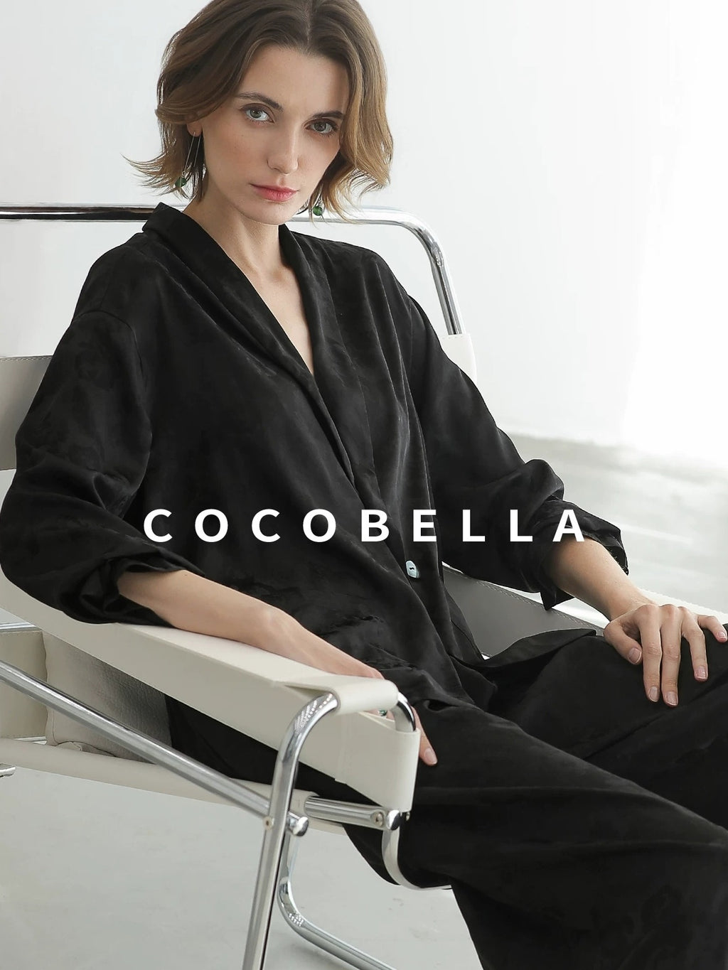 COCOBELLA Botanical Jacquard Straight Fit Single Button Pockets Office Women Blazers