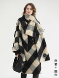 COCOBELLA_British_Plaid_Single_Breasted_Straight_Midlength_Office_Polyester_Coats_MISSTT