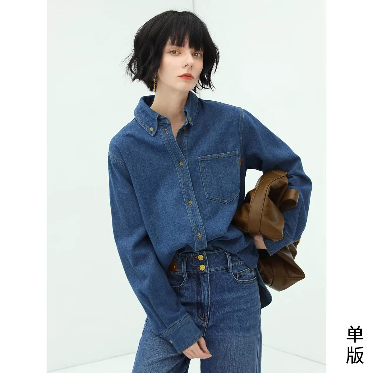 COCOBELLA_Brushed_Long_Sleeve_Vintage_Button_Pocket_Straight_Fit_Women_Workwear_Shirts_MISSTT