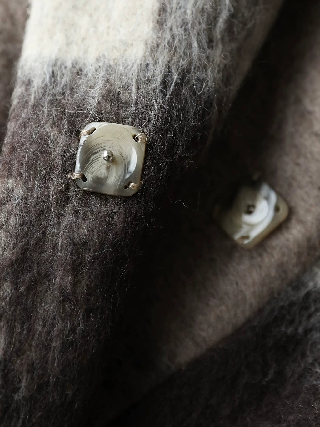 COCOBELLA Brushed Wool Blend Thick Midlength Loose Fit British Plaid Single Breasted Coats