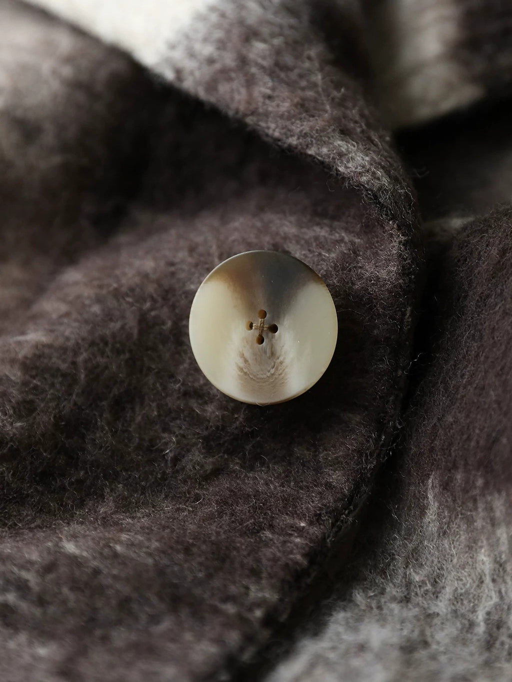 COCOBELLA Brushed Wool Blend Thick Midlength Loose Fit British Plaid Single Breasted Coats