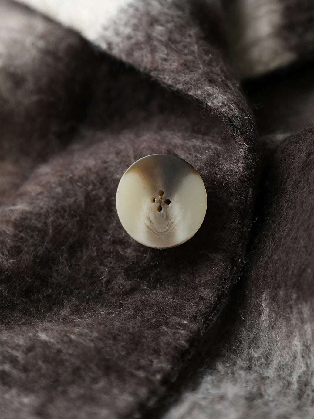 COCOBELLA Brushed Wool Blend Thick Midlength Loose Fit British Plaid Single Breasted Coats