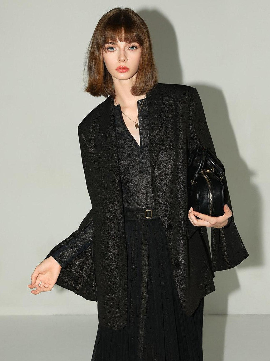 COCOBELLA Button Detail Slim Fit Long Sleeve Office Everyday Polyester Stretch Shirts