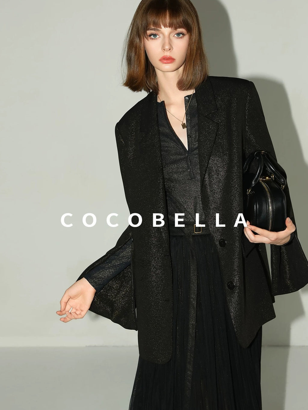 COCOBELLA Button Detail Slim Fit Long Sleeve Office Everyday Polyester Stretch Shirts