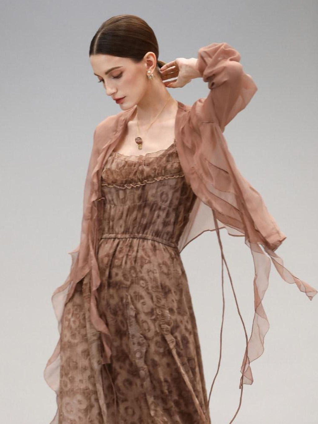 COCOBELLA Chiffon Ruffle Slim Fit Long Sleeve Ladylike Commuter Cardigan Women Shirts