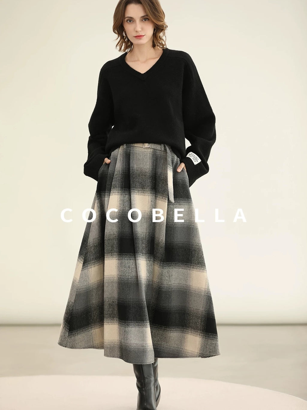 COCOBELLA Classic British Aline Mid Waist Office Commute Casual Womens Skirts