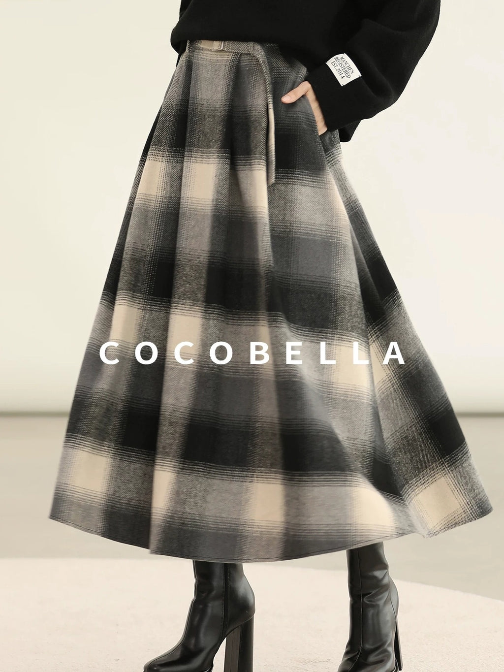 COCOBELLA Classic British Aline Mid Waist Office Commute Casual Womens Skirts