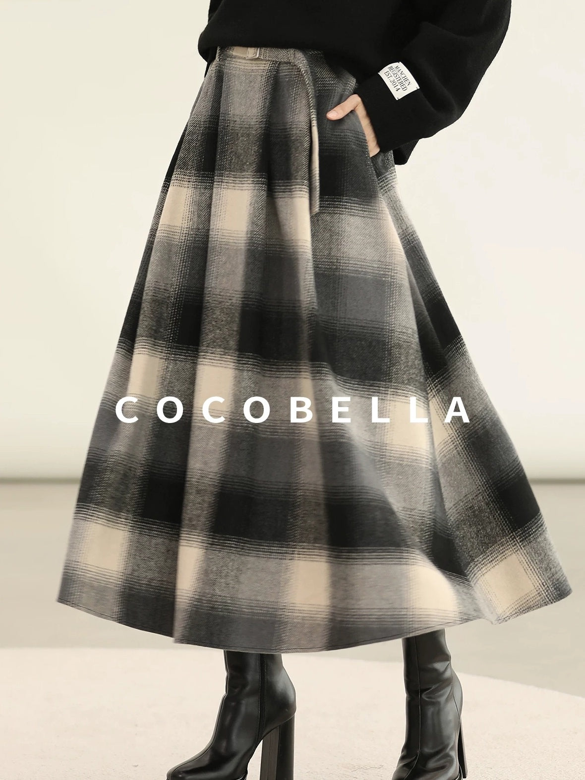 COCOBELLA Classic British Aline Mid Waist Office Commute Casual Womens Skirts