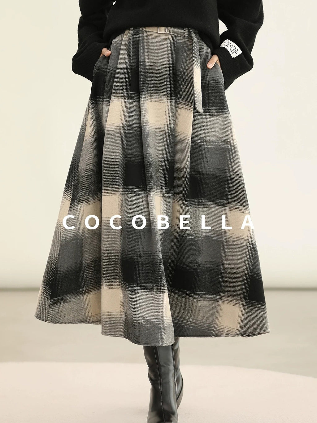 COCOBELLA Classic British Aline Mid Waist Office Commute Casual Womens Skirts