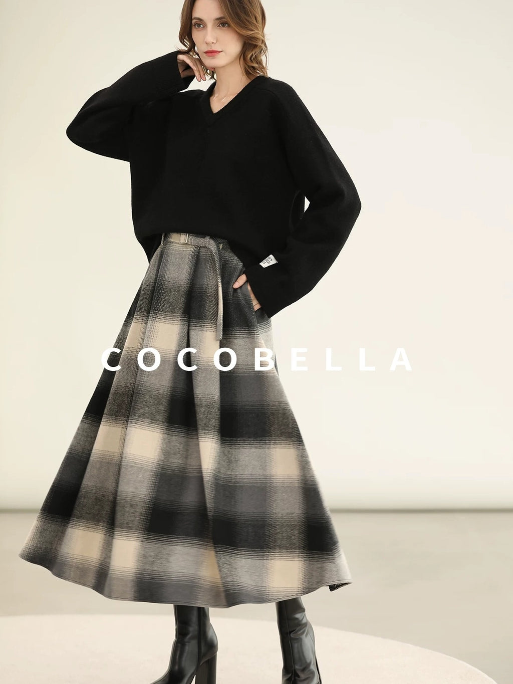 COCOBELLA Classic British Aline Mid Waist Office Commute Casual Womens Skirts