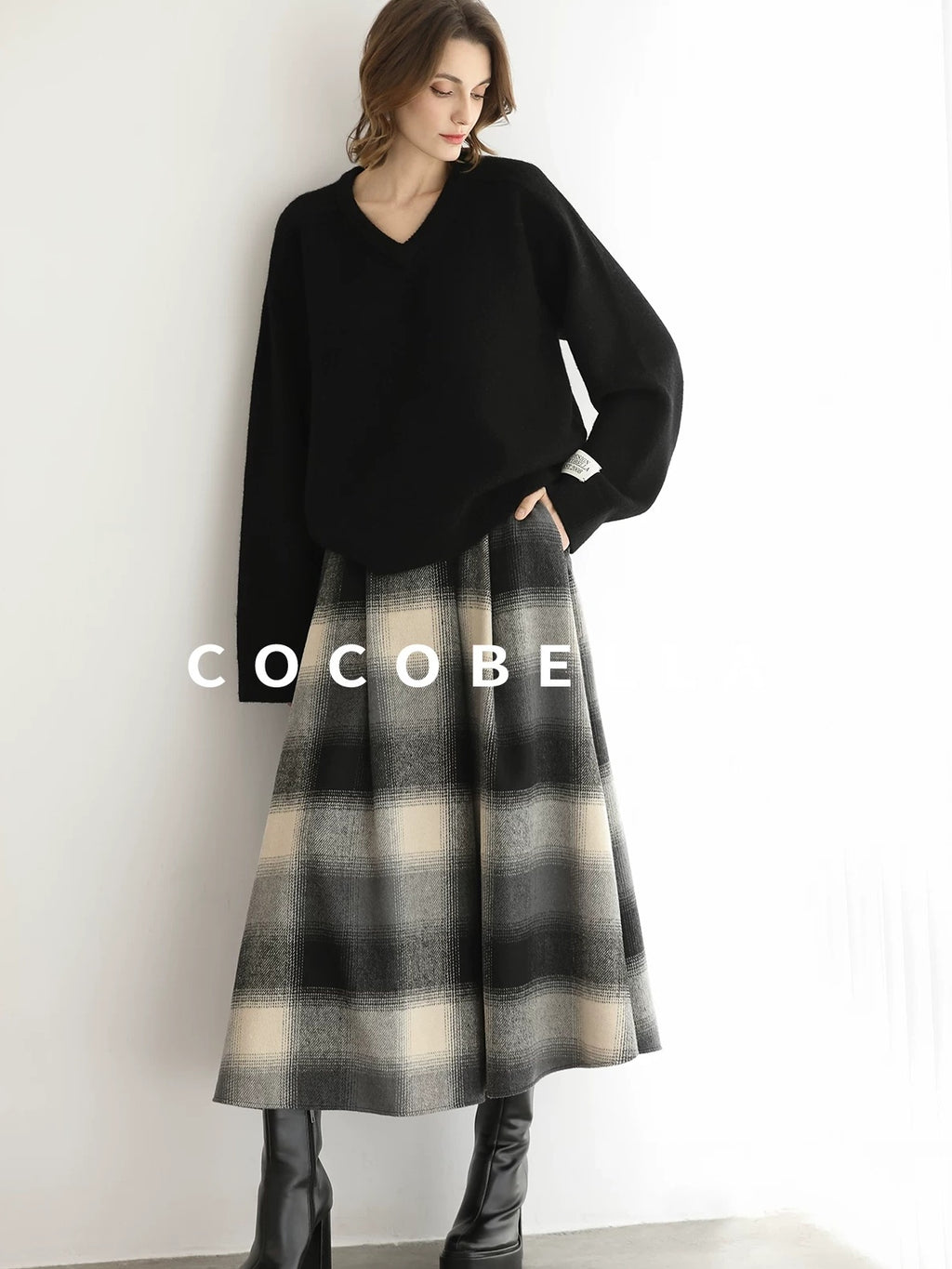 COCOBELLA Classic British Aline Mid Waist Office Commute Casual Womens Skirts