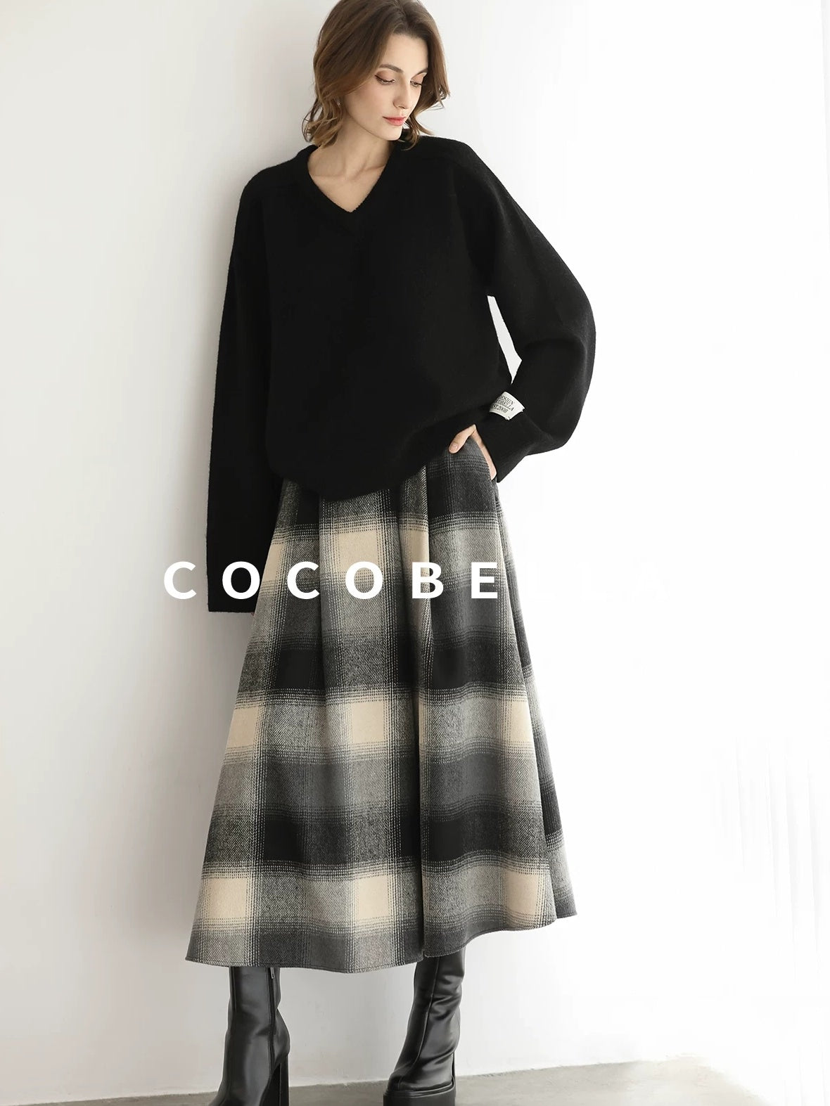 COCOBELLA Classic British Aline Mid Waist Office Commute Casual Womens Skirts