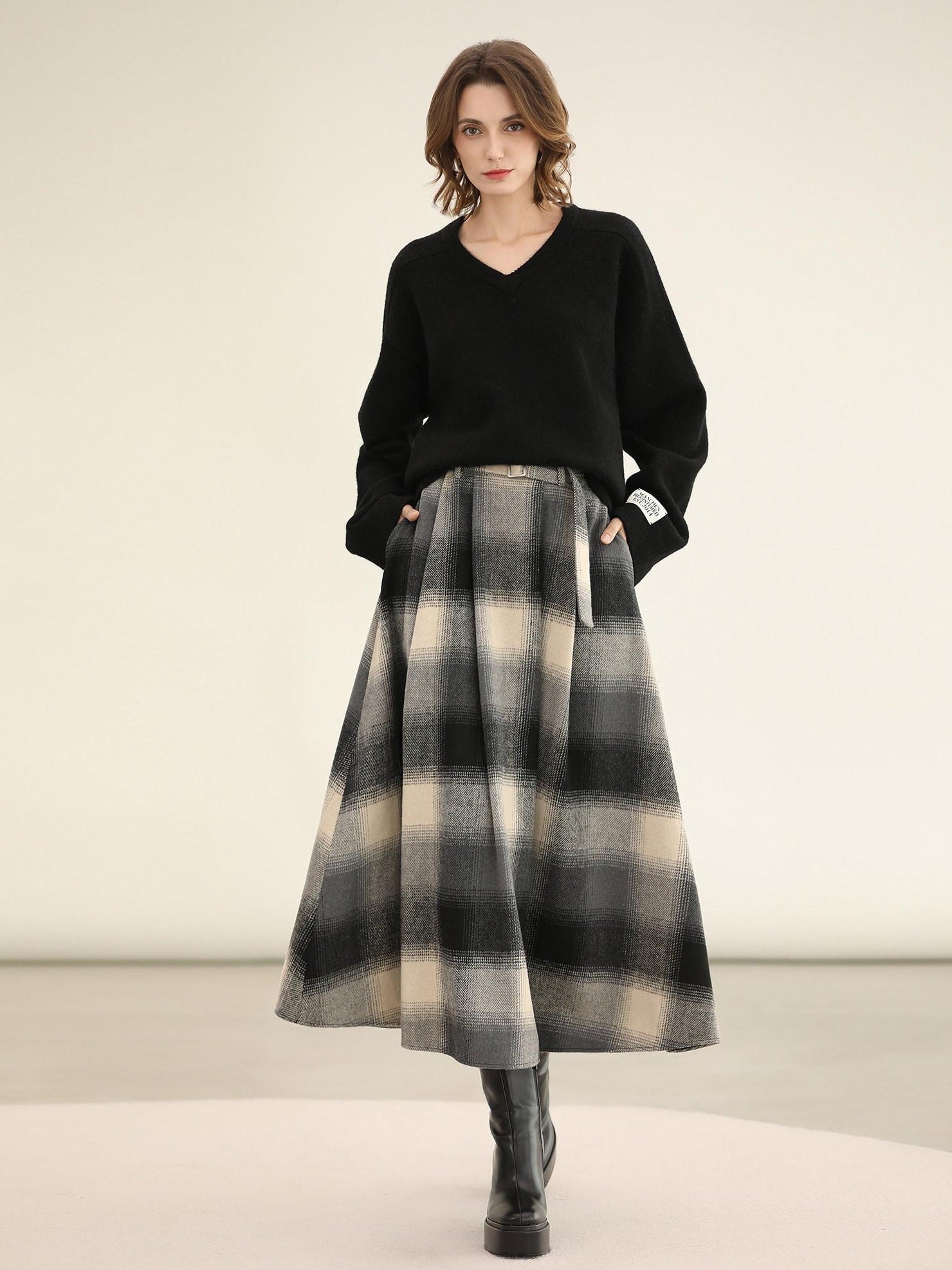 COCOBELLA Classic British Aline Mid Waist Office Commute Casual Womens Skirts