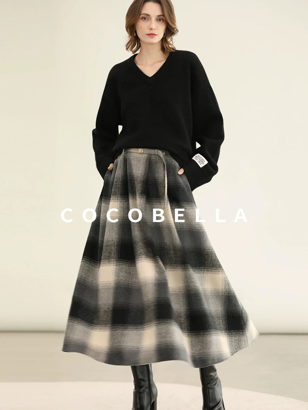 COCOBELLA Classic British Aline Mid Waist Office Commute Casual Womens Skirts
