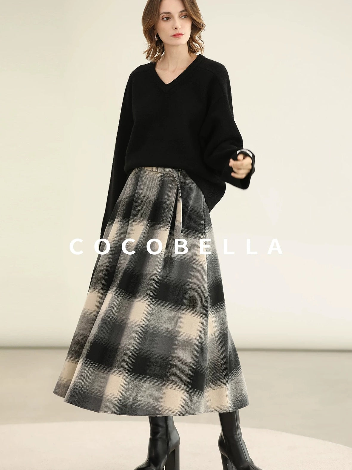 COCOBELLA Classic British Aline Mid Waist Office Commute Casual Womens Skirts
