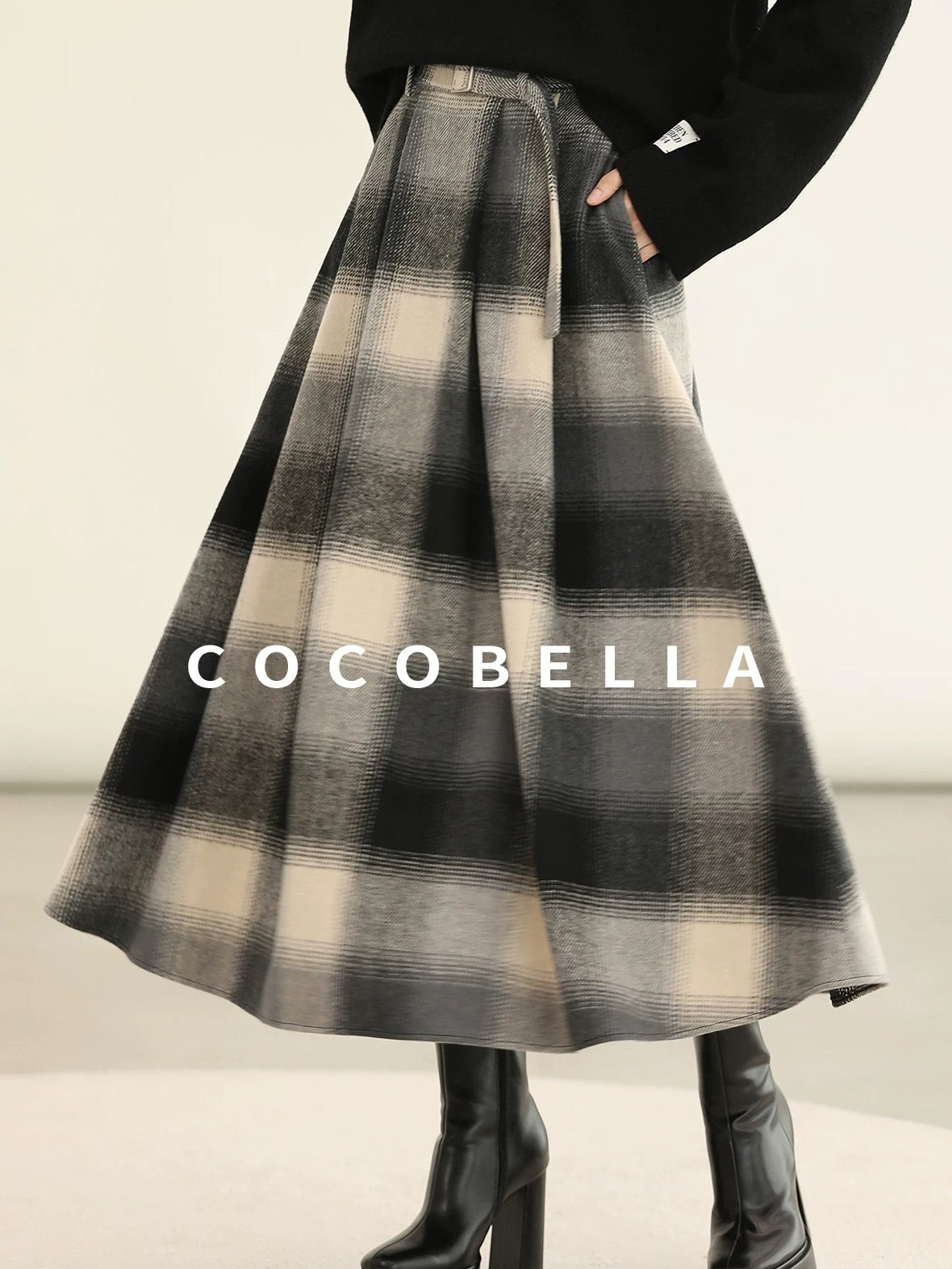 COCOBELLA Classic British Aline Mid Waist Office Commute Casual Womens Skirts