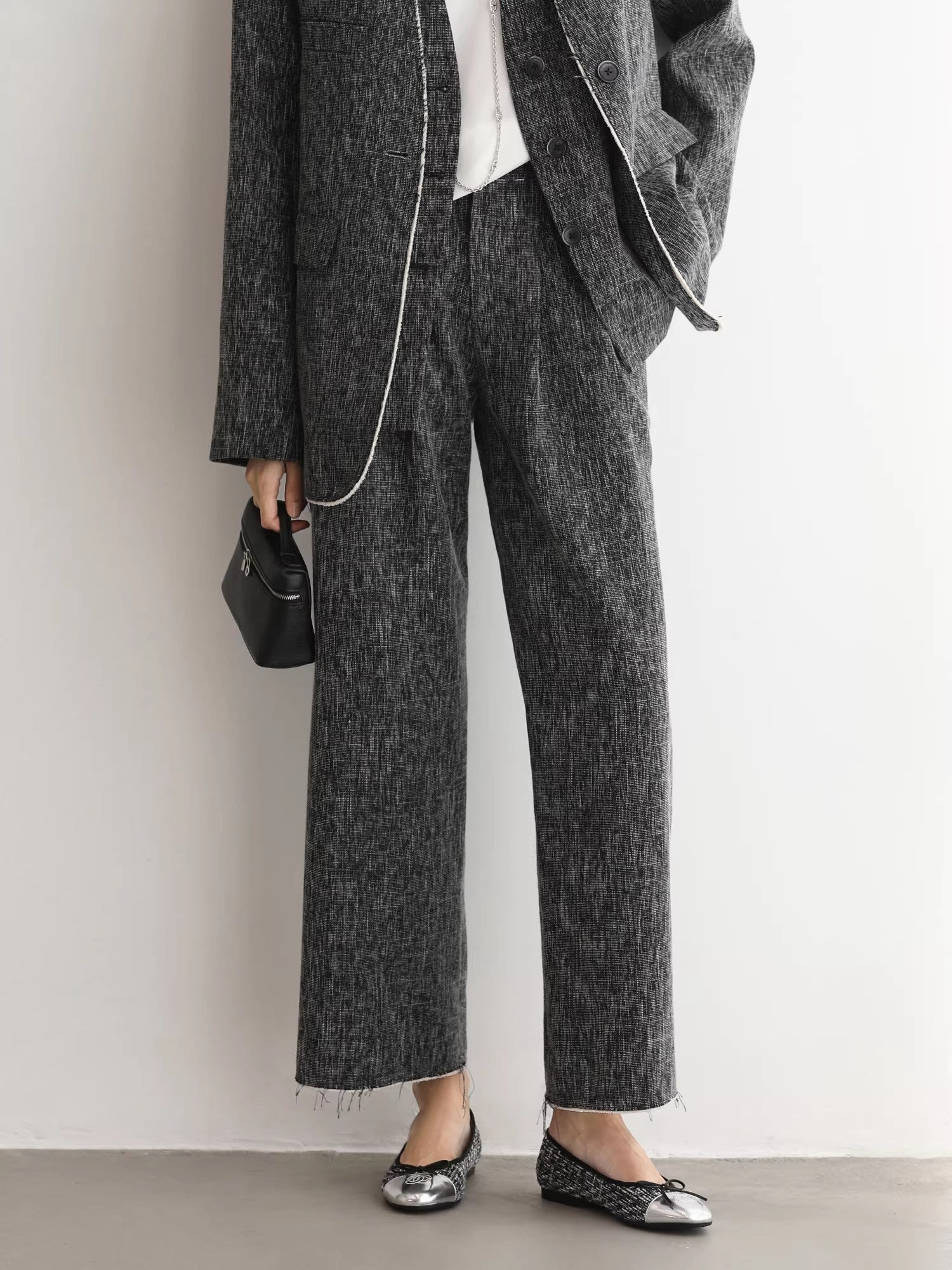 COCOBELLA_Collarless_Frayed_Hem_Office_Straight_Fit_Single_Button_Women_Work_Blazers_MISSTT