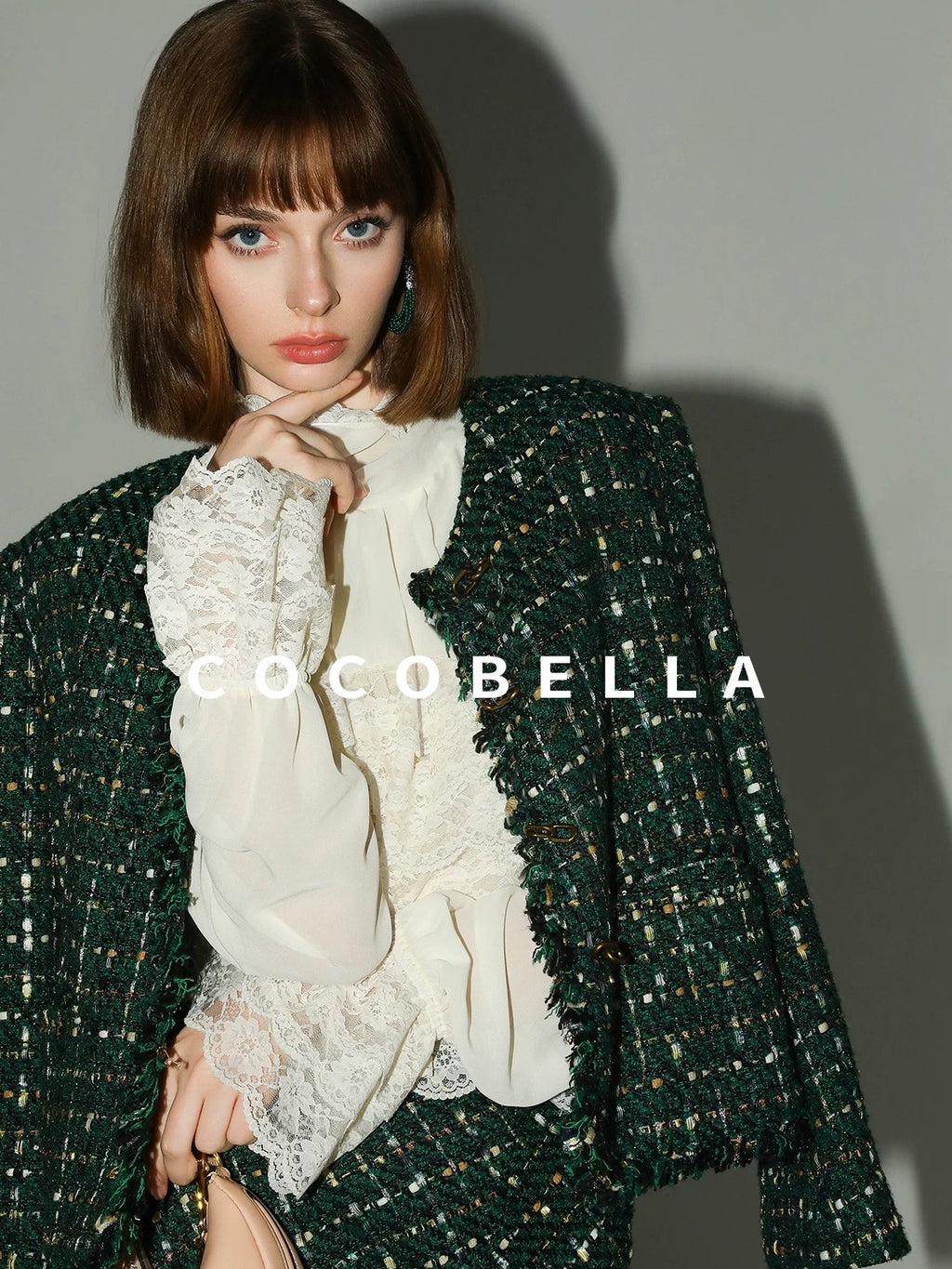 COCOBELLA Collarless Fringe Pocket Metal Button Straight Fit Ladylike Office Blazers