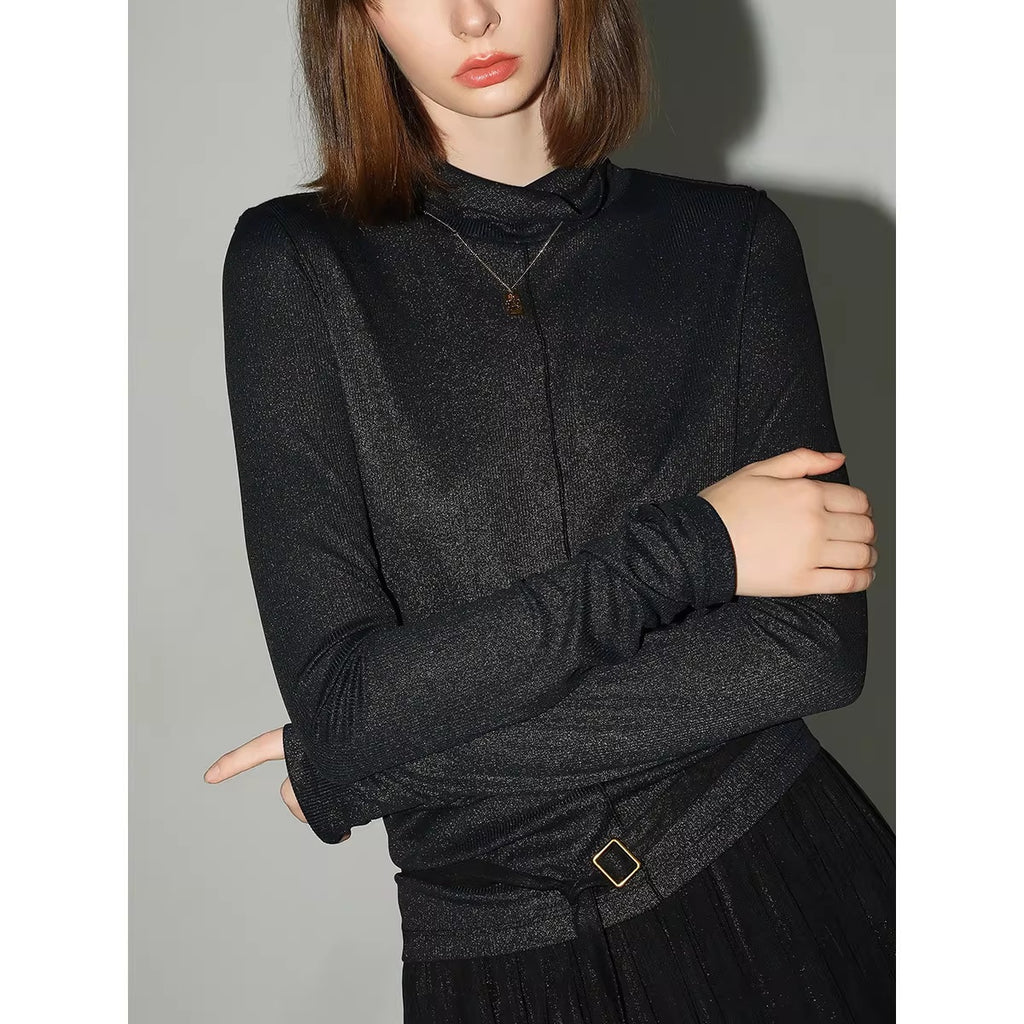 COCOBELLA_Comfort_Stretch_Slim_Fit_High_Neck_Long_Sleeve_Seam_Detail_Women_Office_Shirts_MISSTT