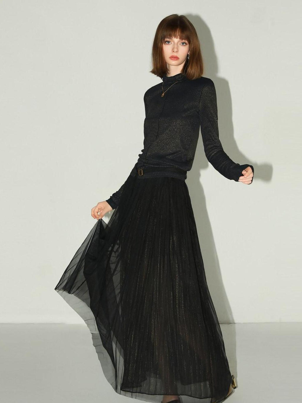 COCOBELLA Comfort Stretch Slim Fit High Neck Long Sleeve Seam Detail Women Office Shirts