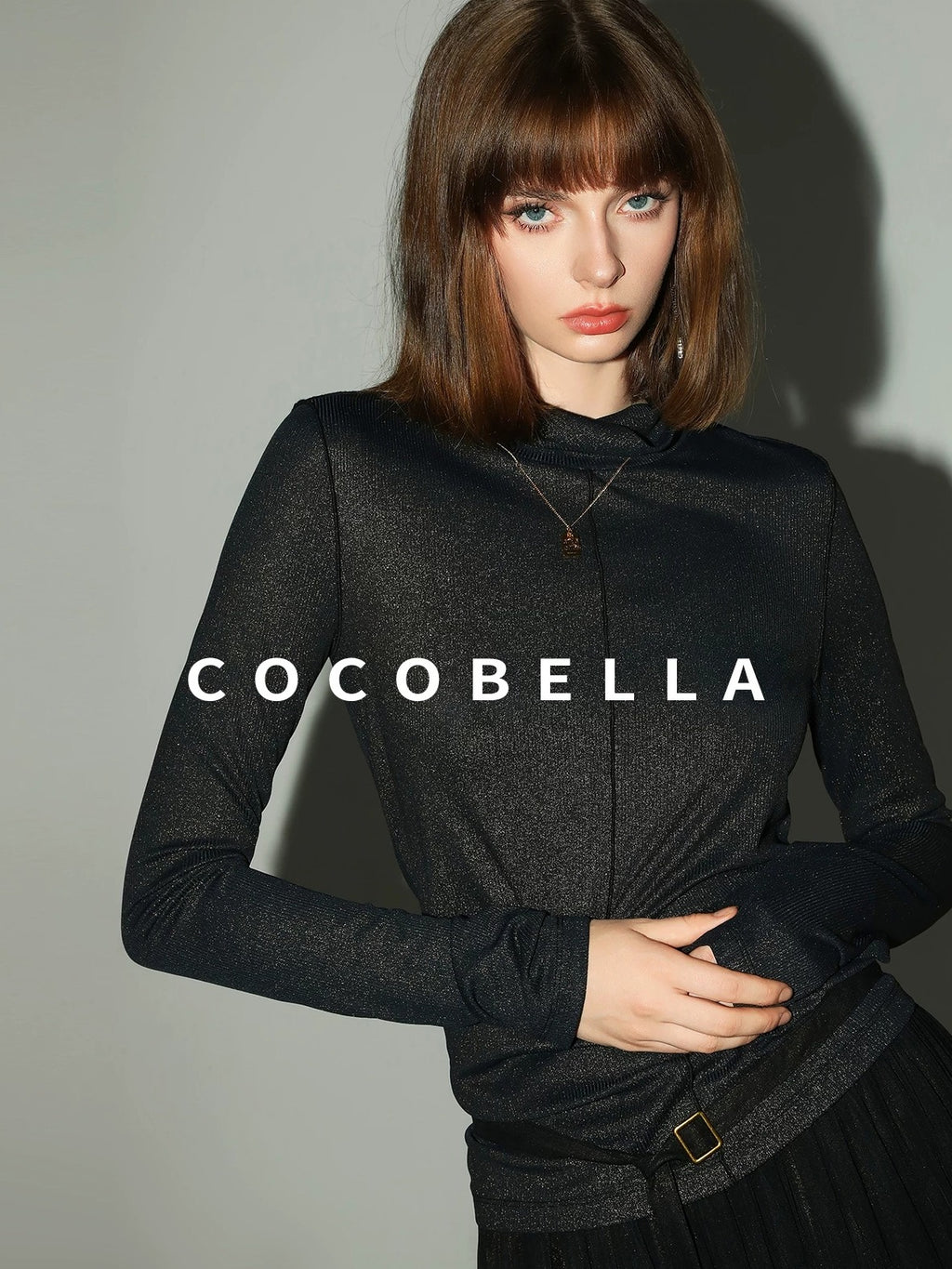 COCOBELLA Comfort Stretch Slim Fit High Neck Long Sleeve Seam Detail Women Office Shirts