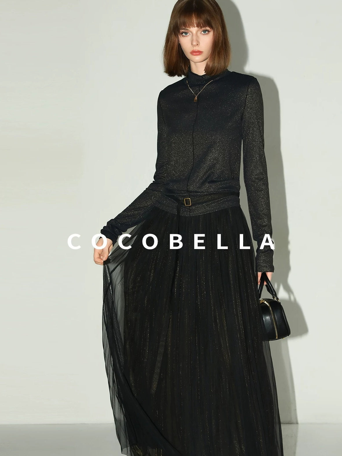 COCOBELLA Comfort Stretch Slim Fit High Neck Long Sleeve Seam Detail Women Office Shirts