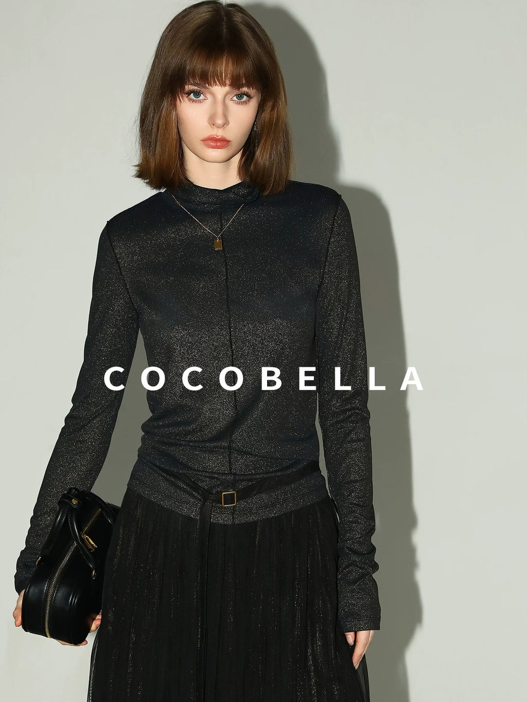 COCOBELLA Comfort Stretch Slim Fit High Neck Long Sleeve Seam Detail Women Office Shirts