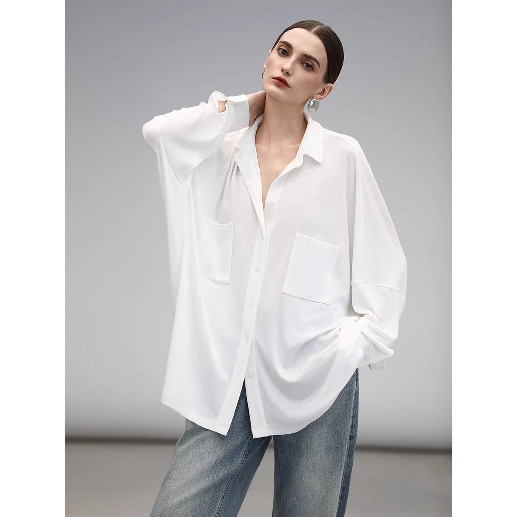 COCOBELLA_Commuter_Button_Pocket_Loose_Fit_Batwing_Sleeve_Collared_Women_Office_Shirts_MISSTT