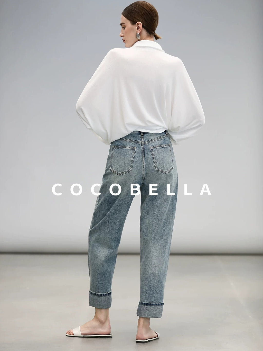 COCOBELLA Commuter Button Pocket Loose Fit Batwing Sleeve Collared Women Office Shirts