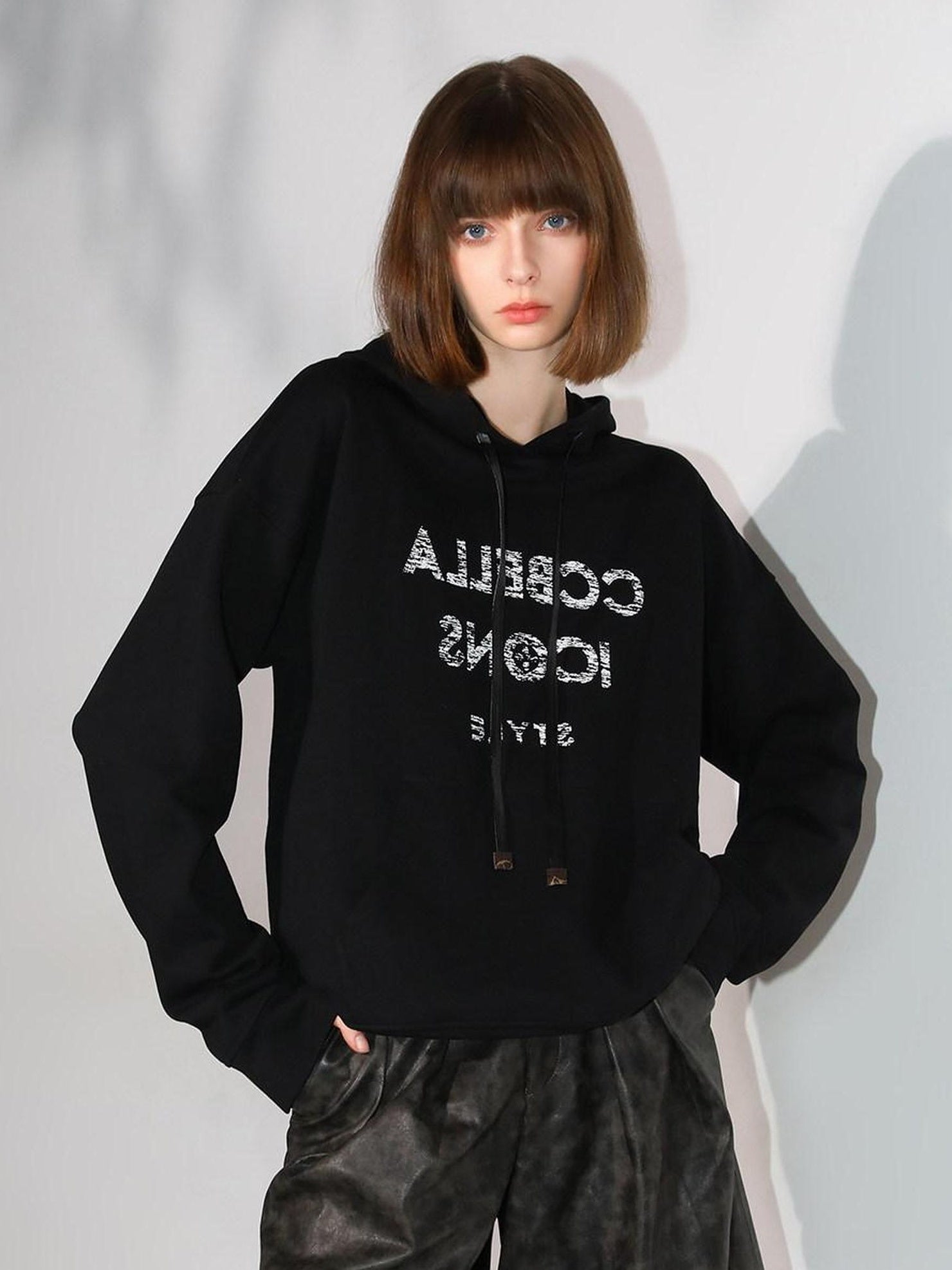 COCOBELLA Cotton Blend Loose Fit Hooded Drawstring Printed Streetwear Sweatshirts