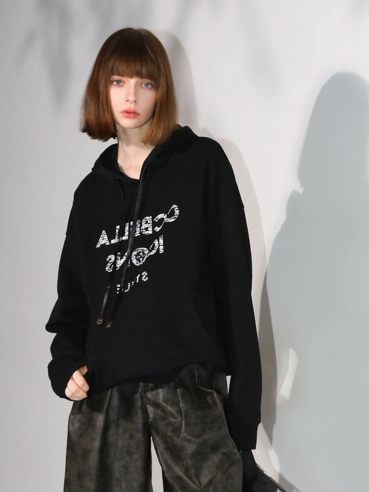 COCOBELLA Cotton Blend Loose Fit Hooded Drawstring Printed Streetwear Sweatshirts