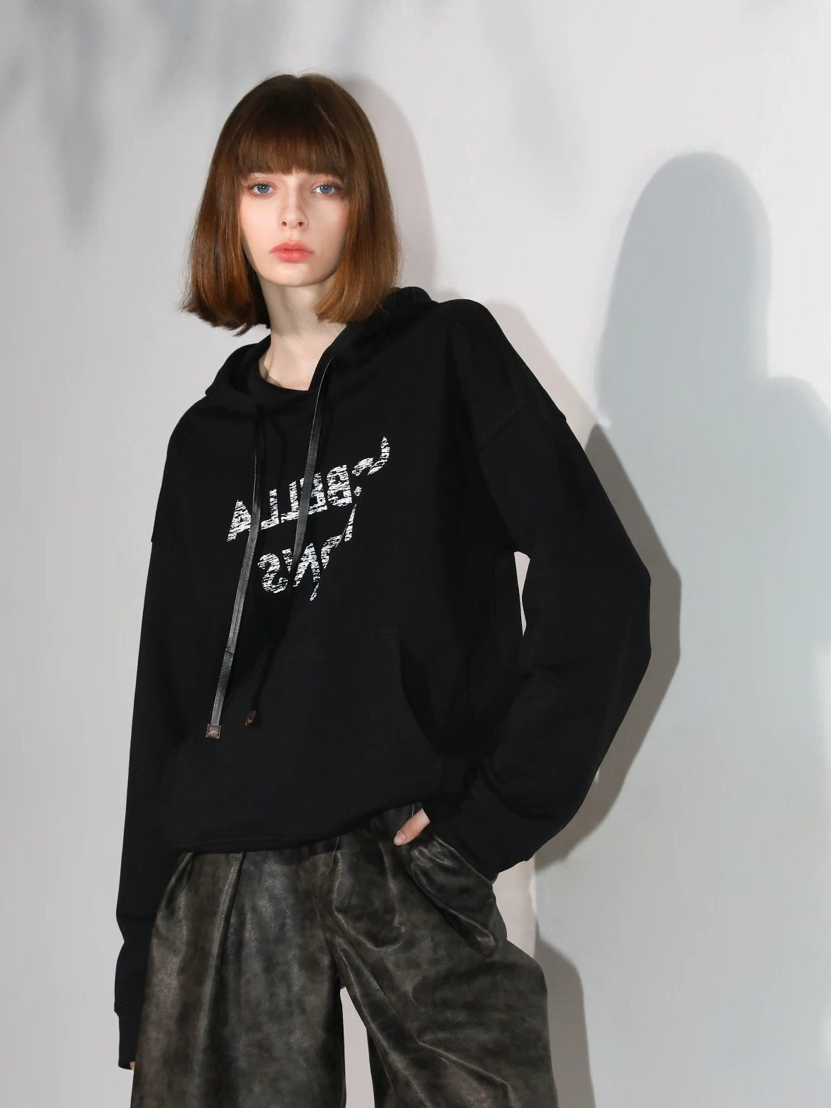 COCOBELLA Cotton Blend Loose Fit Hooded Drawstring Printed Streetwear Sweatshirts