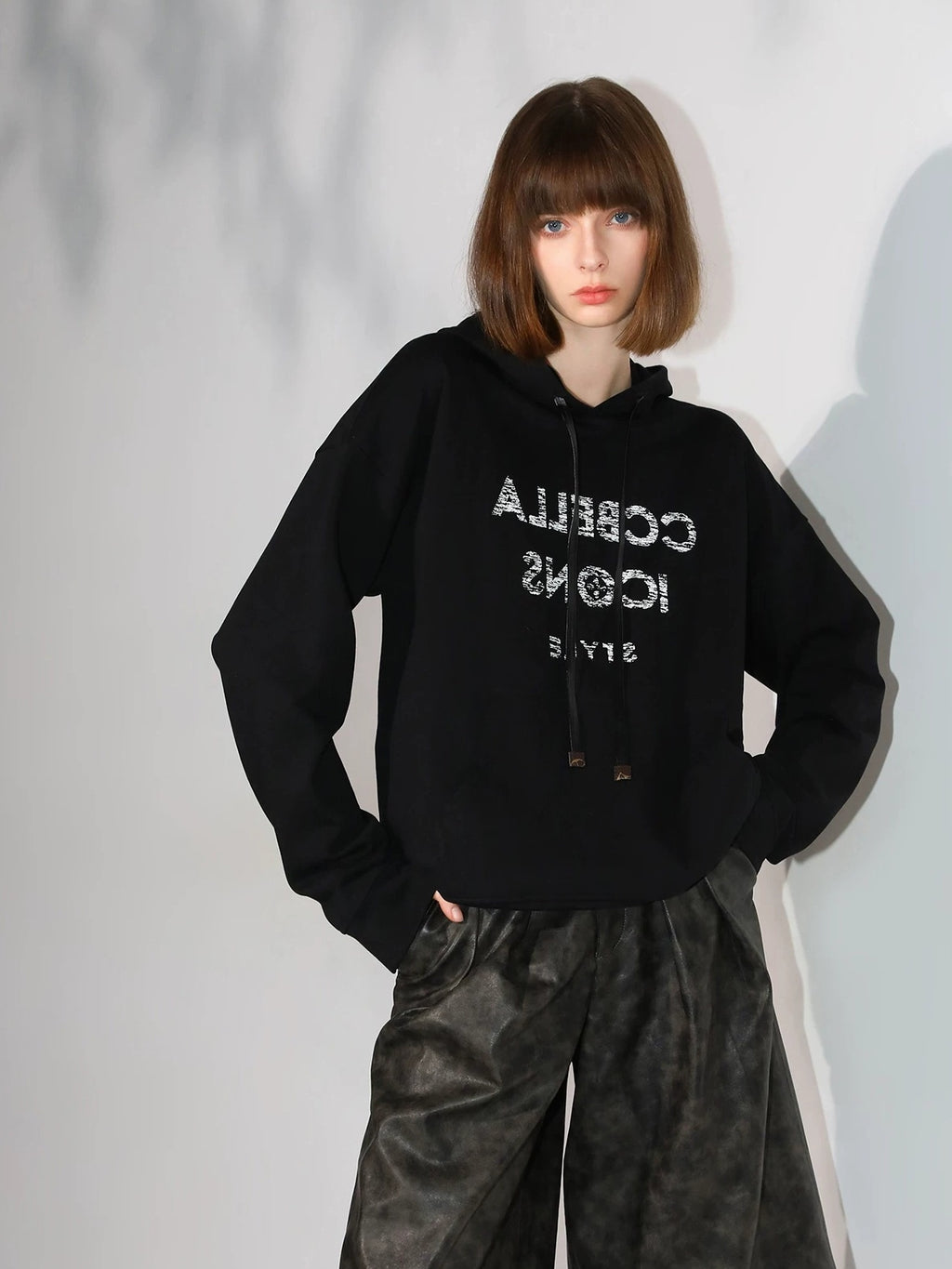 COCOBELLA Cotton Blend Loose Fit Hooded Drawstring Printed Streetwear Sweatshirts