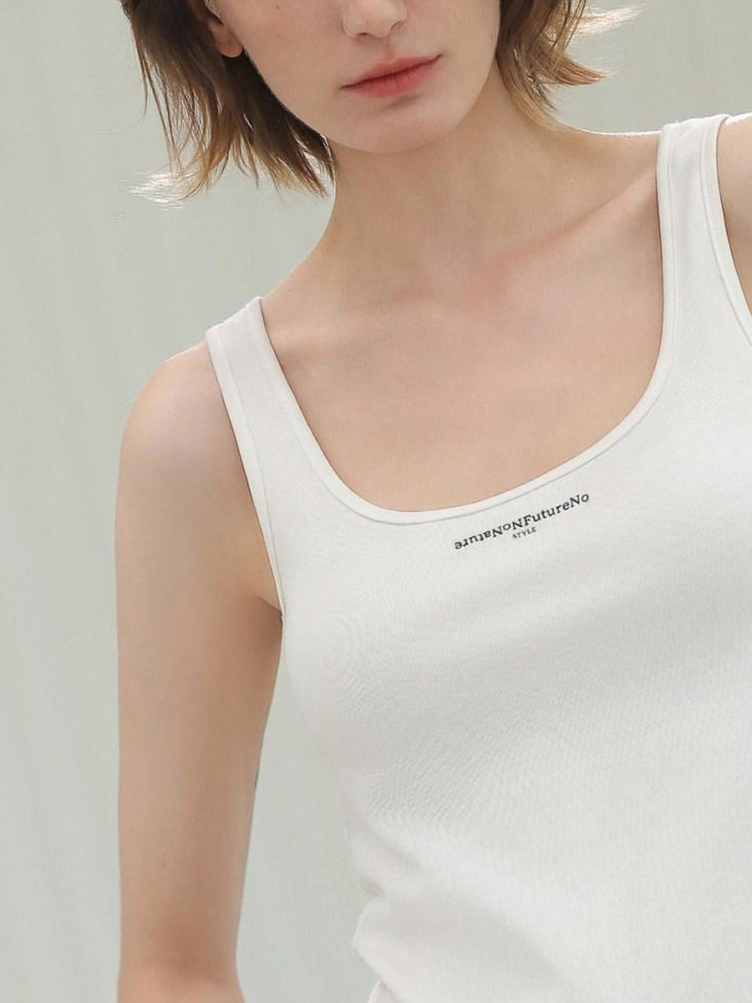 COCOBELLA Cotton Blend Street Slim U Neck Letter Print Women Tank Top Tops