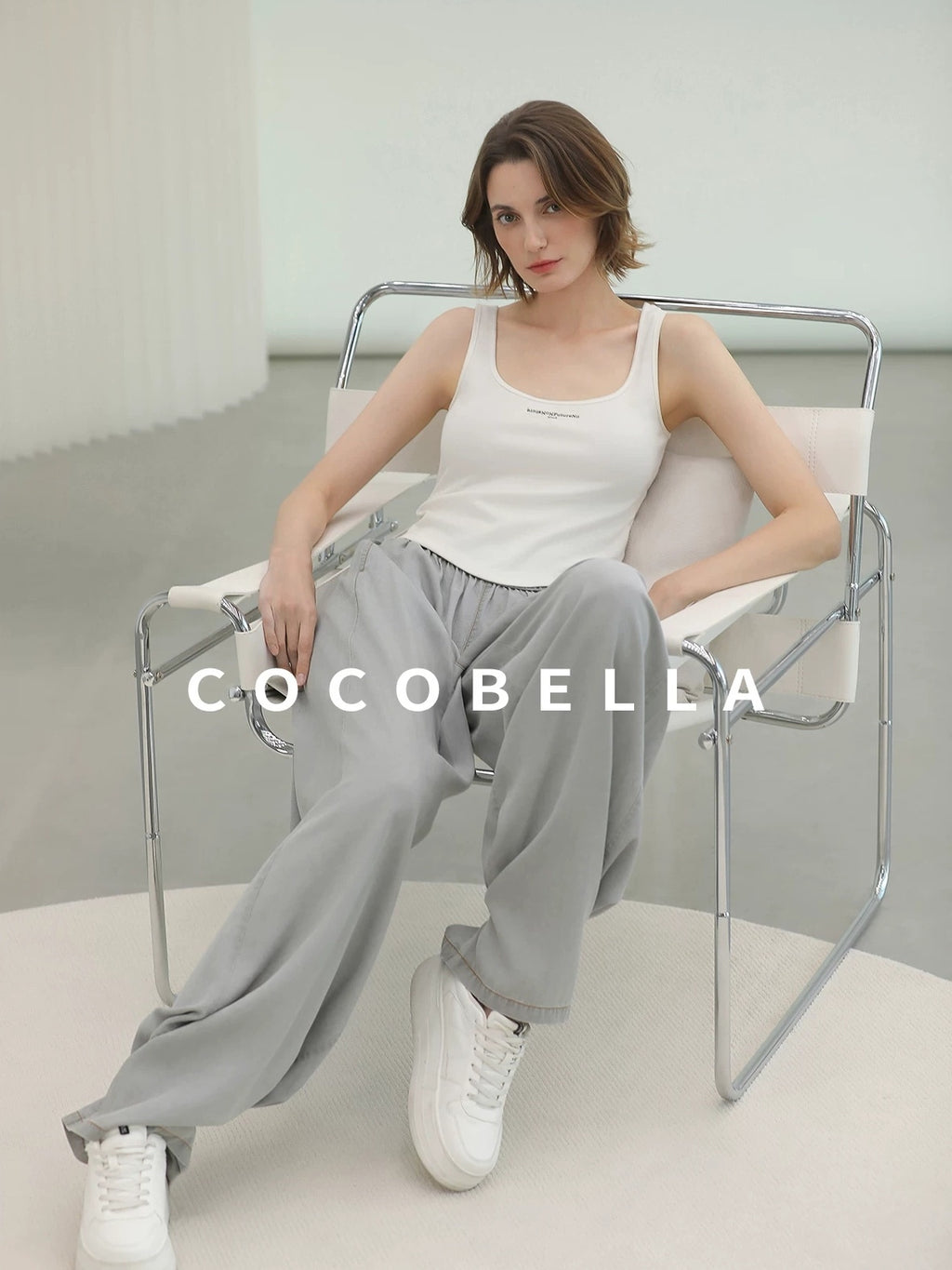 COCOBELLA Cotton Blend Street Slim U Neck Letter Print Women Tank Top Tops