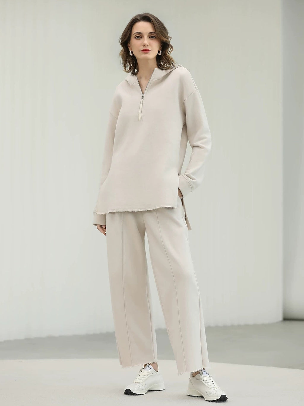 COCOBELLA Cotton Rich Straight Midlength Commuter Hooded Sweatshirt Hoodies