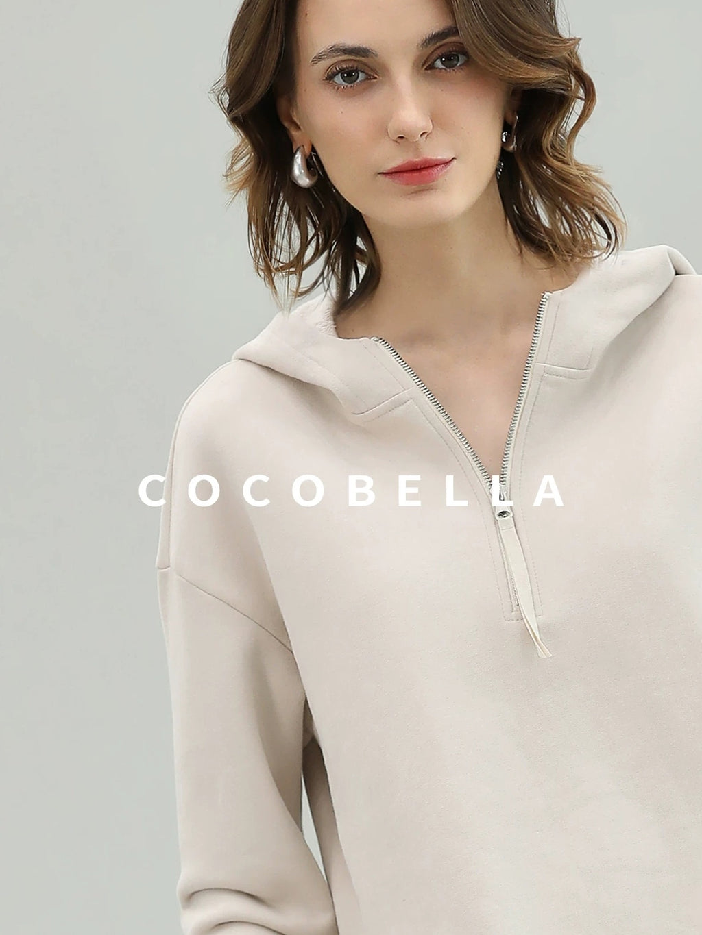 COCOBELLA Cotton Rich Straight Midlength Commuter Hooded Sweatshirt Hoodies