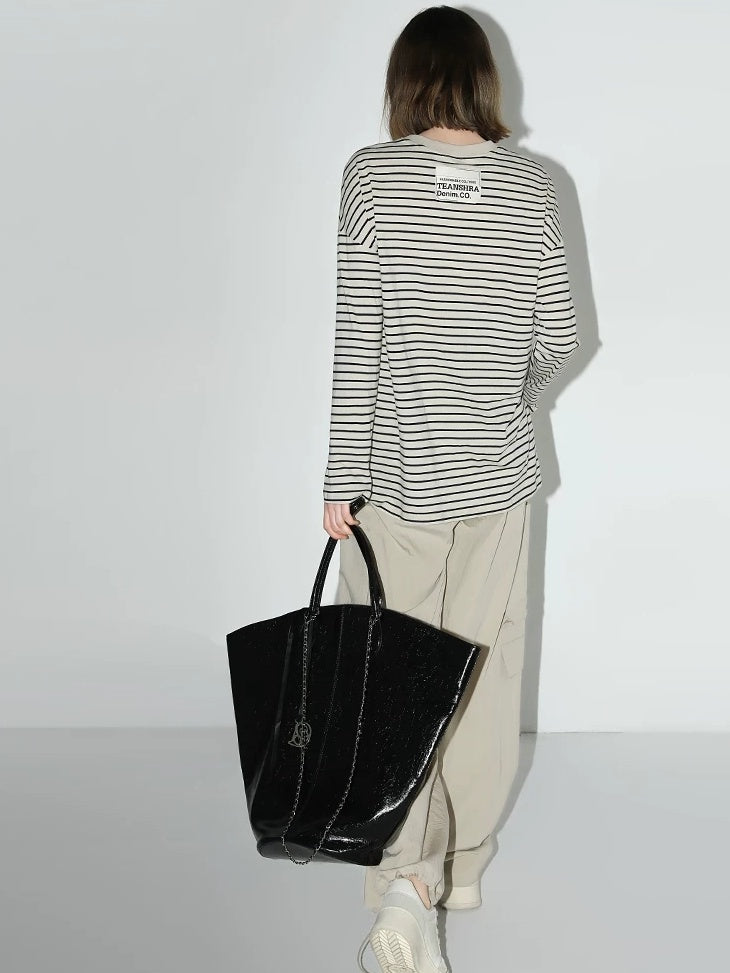 COCOBELLA Cotton Stretch Casual Straight Fit 3D Striped Round Neck Long Sleeve Shirts