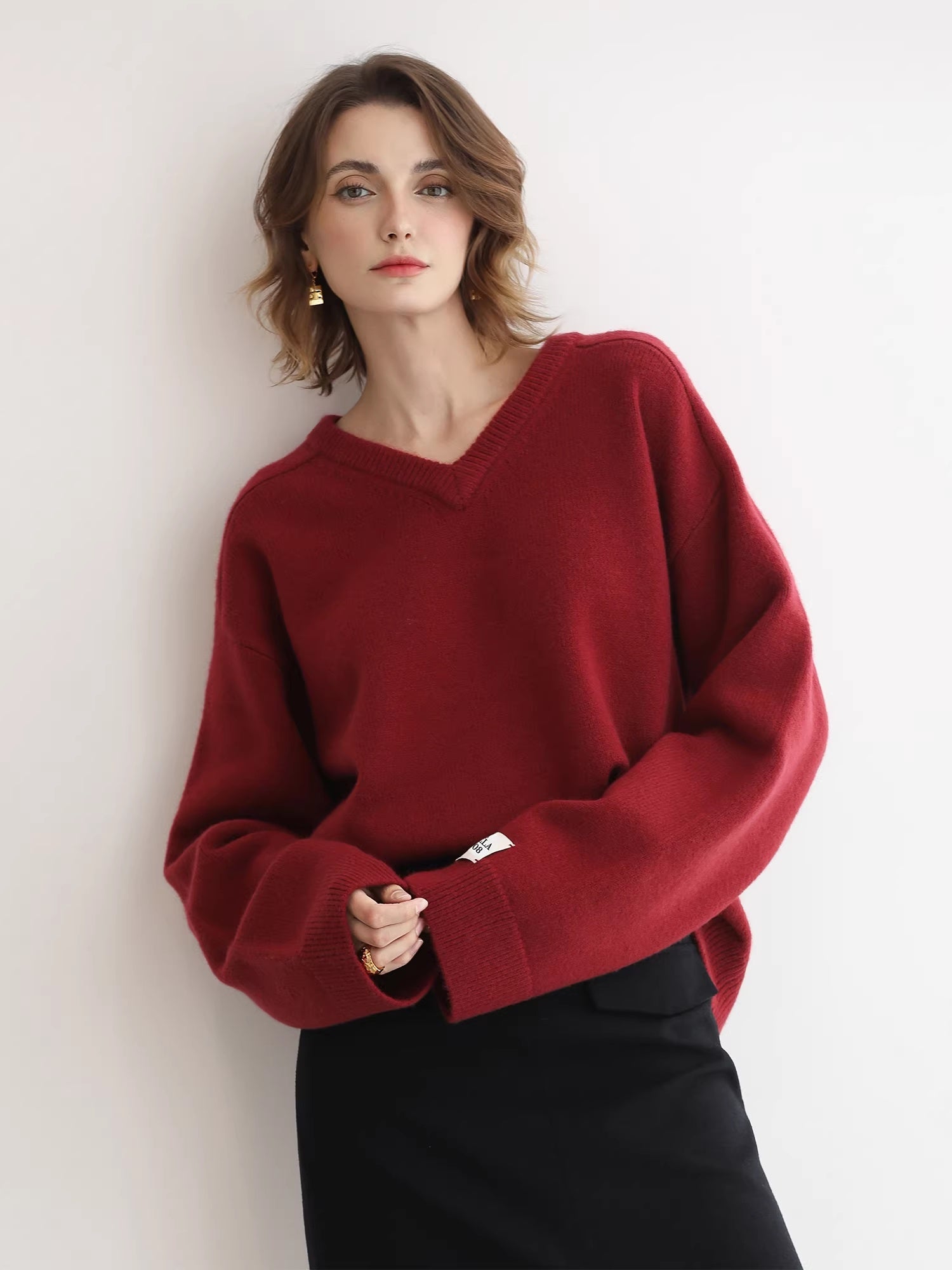COCOBELLA_Cozy_Acrylic_Wool_Blend_Relaxed_Fit_Commuter_V_Neck_Knit_Women_Sweater_MISSTT