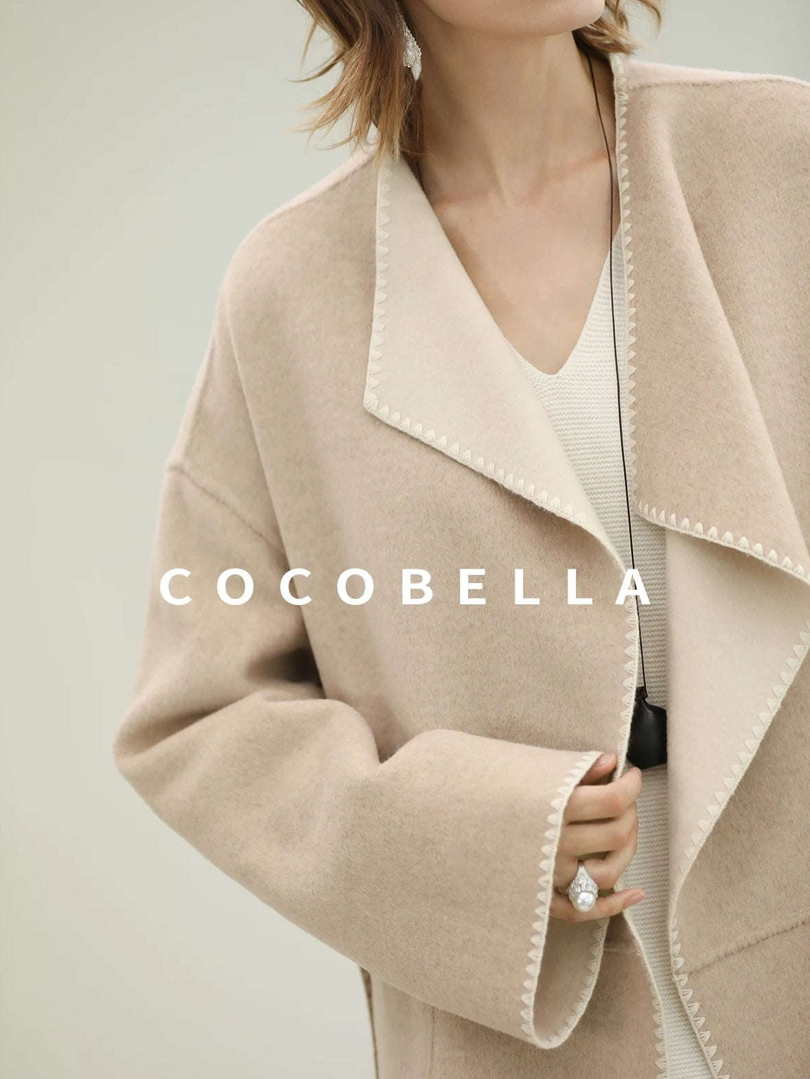 COCOBELLA Cozy Acrylic Wool Knit V Neck Drop Shoulder H Line Straight Commuter Dresses